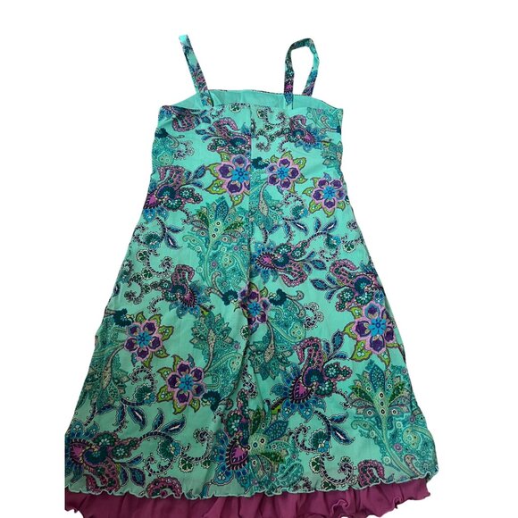 Xhilaration Blue, Purple Mini Dress Floral Paisley Pattern Women's Size S Vintag - Picture 4 of 4